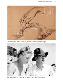 Book cover of Roland Penrose: The Friendly Surrealist; featuring a surrealist painting of female head upside down over a cityscape. Published by Lee Miller Archives.