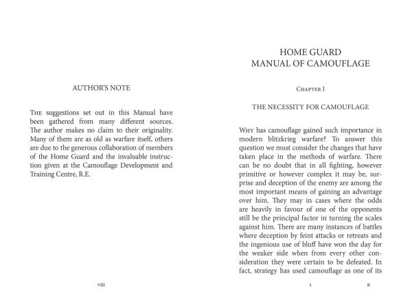 Book cover of Home Guard Manual of Camouflage; featuring a soldier wearing a helmet, with camouflage to left of face. Published by Lee Miller Archives.