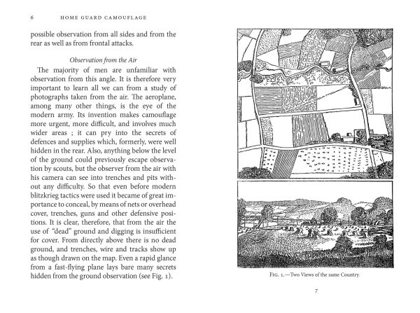 Book cover of Home Guard Manual of Camouflage; featuring a soldier wearing a helmet, with camouflage to left of face. Published by Lee Miller Archives.