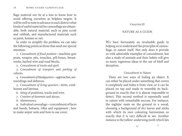 Book cover of Home Guard Manual of Camouflage; featuring a soldier wearing a helmet, with camouflage to left of face. Published by Lee Miller Archives.