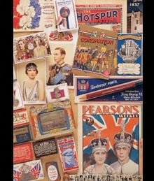Book cover of The Royal Scrapbook, featuring a younger Queen Elizabeth II wearing a crown. Published by The Museum of Brands.