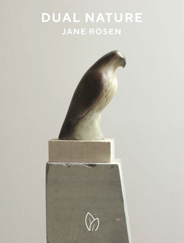 Book cover of Dual Nature, with a sculpture of a bird sitting on a plinth. Published by Pointed Leaf Press.