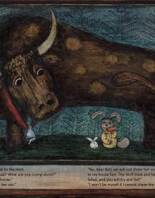 Book cover of Fox and the Hare, with a toy Hare. Published by Rovakada.