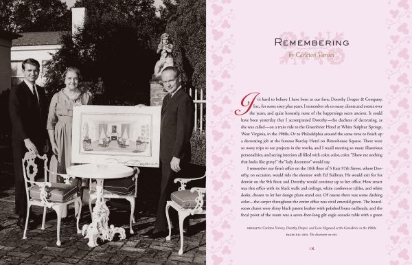 Book cover of The Draper Touch: The High Life and High Style of Dorothy Draper, featuring Dorothy Draper in hat and large necklace, smiling at camera. Published by Shannongrove Press.