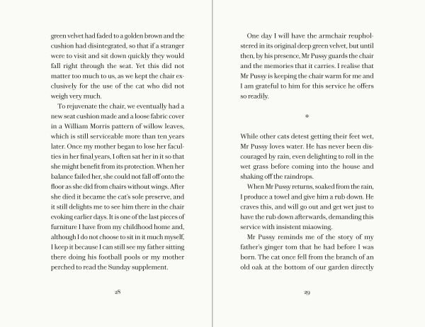 Book cover of The Gentle Author's The Life & Times of Mr Pussy: A Memoir of a Favourite Cat, with a black cat looking upwards. Published by Spitalfields Life Books Ltd.