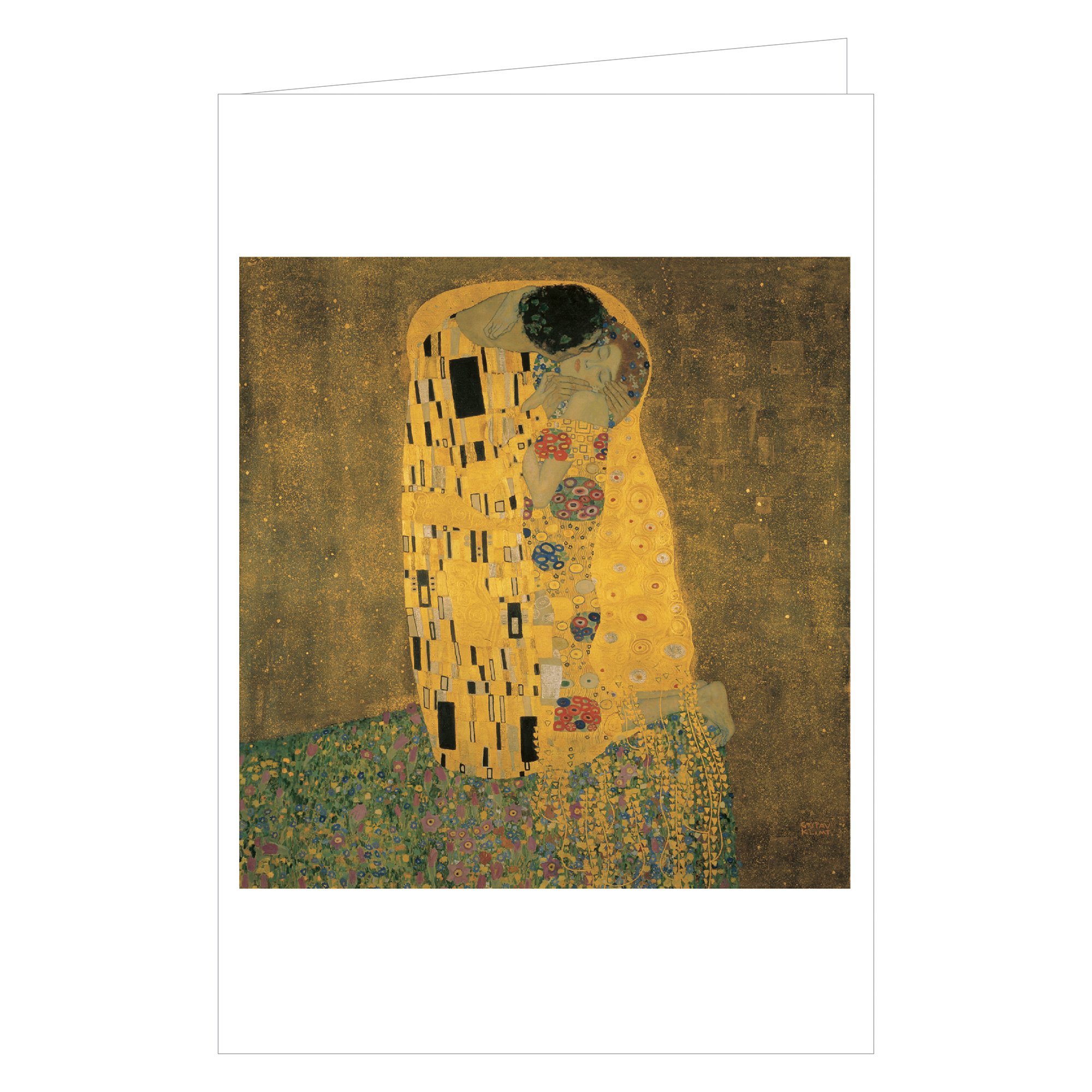 Gustav Klimt's The Kiss' painting on notecard, by teNeues stationery.