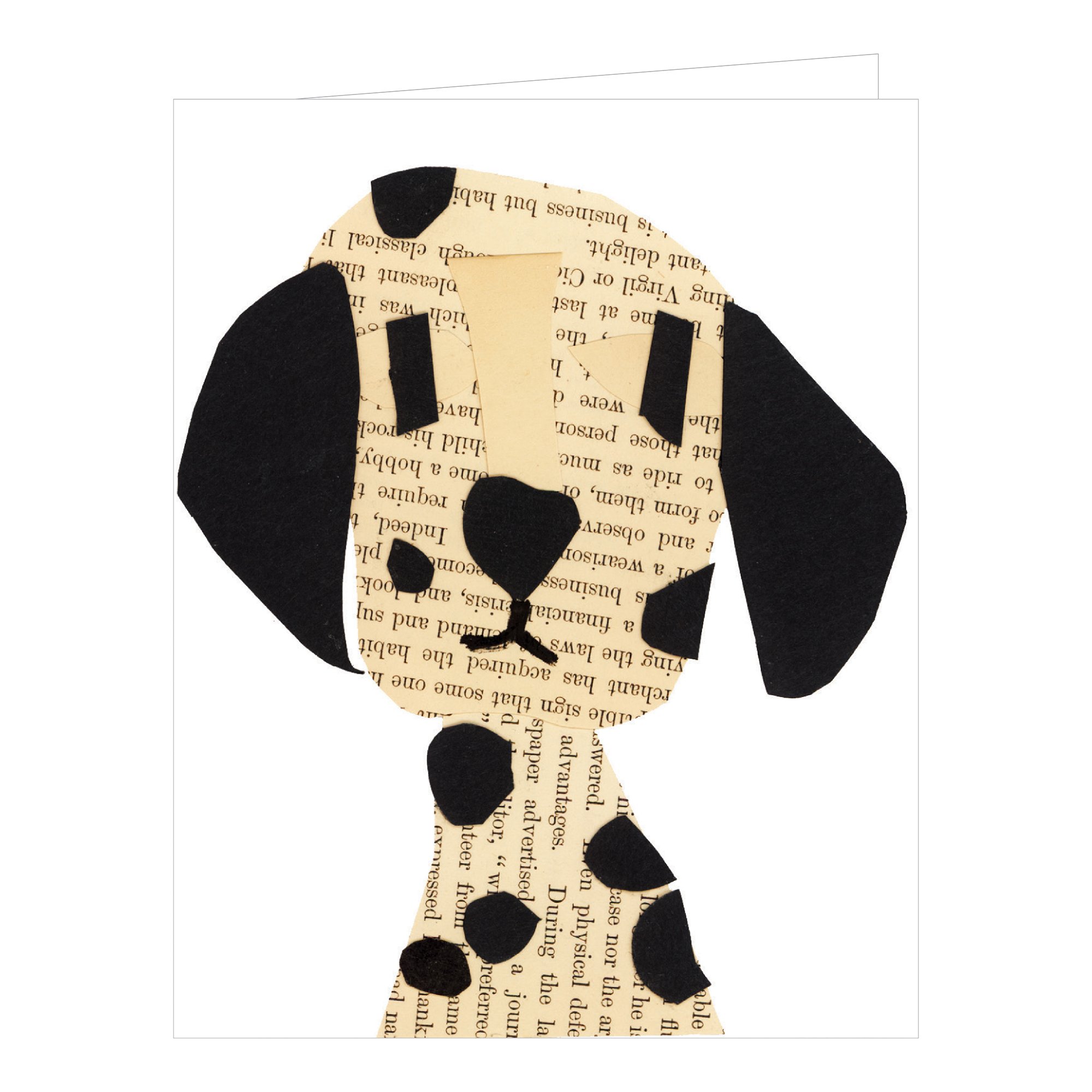 Collage of Dalmatian dog, by Denise Fiedler, to notecard box, by teNeues stationery.