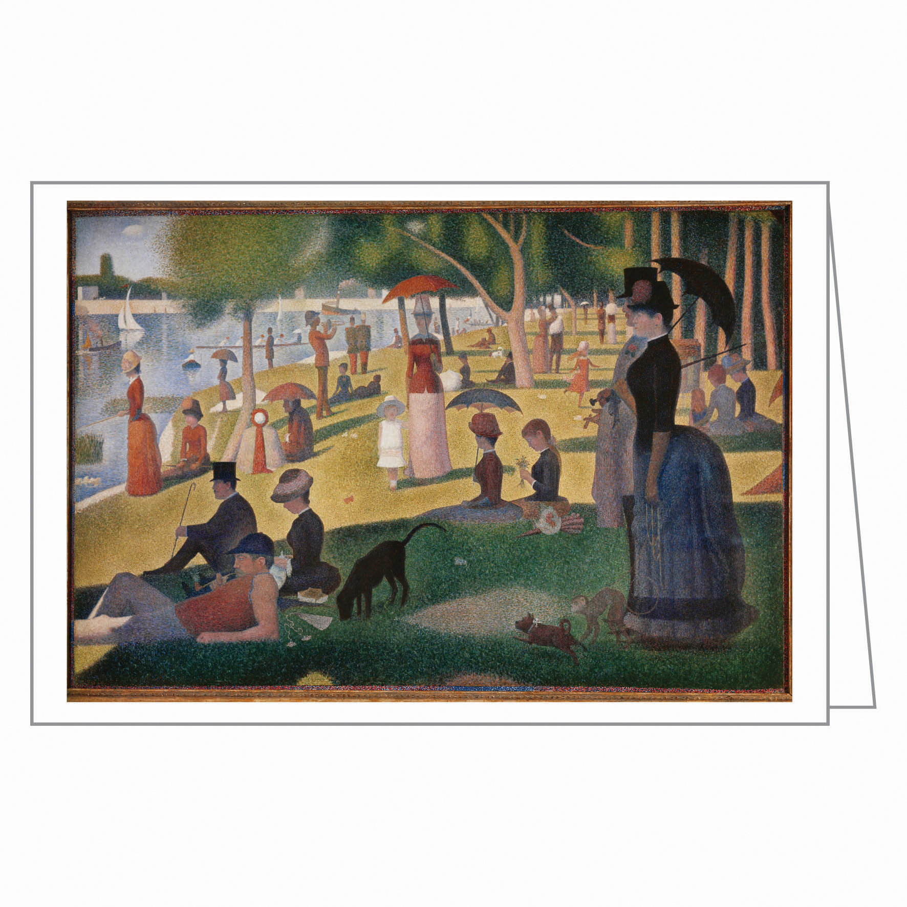 Georges Seurat's landscape painting, 'A Sunday Afternoon on the Island of La Grande Jatte', on notecard box, by teNeues stationery.