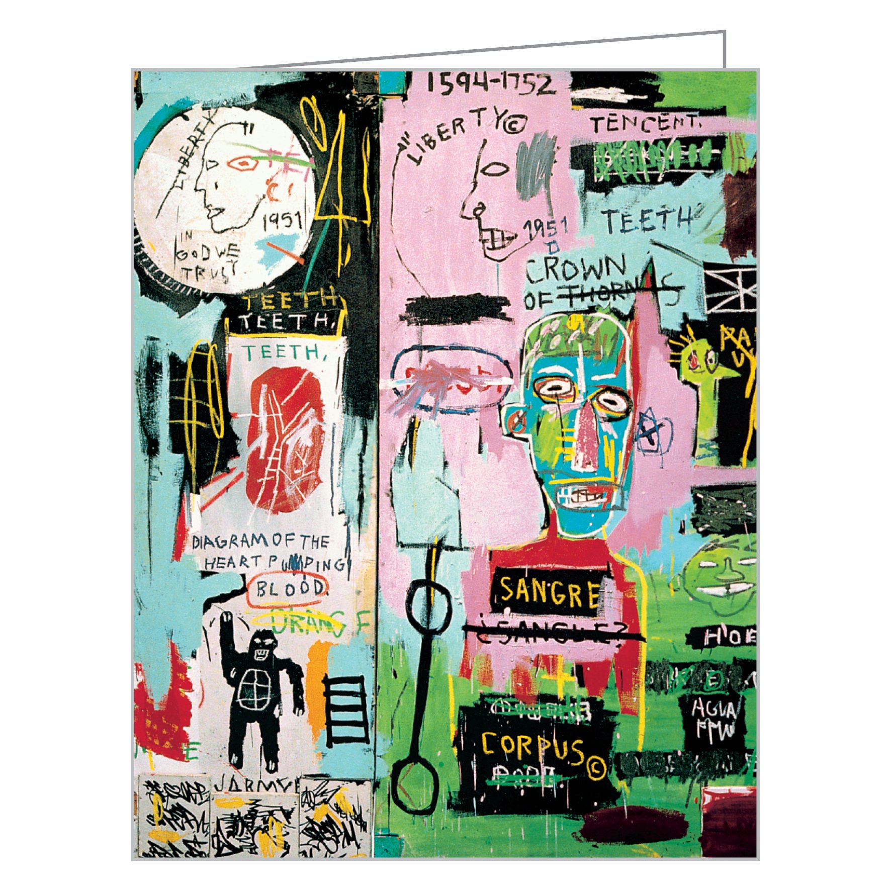 Jean-Michel Basquiat's 1983 'Crown' painting, to notecard box, by teNeues stationery.