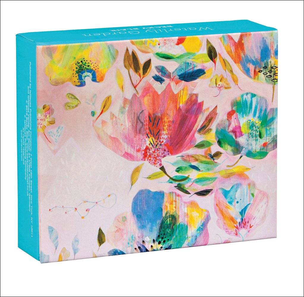 Floral painting 'Halcyon Garden' by Becky Blair, on notecard box, by teNeues stationery.