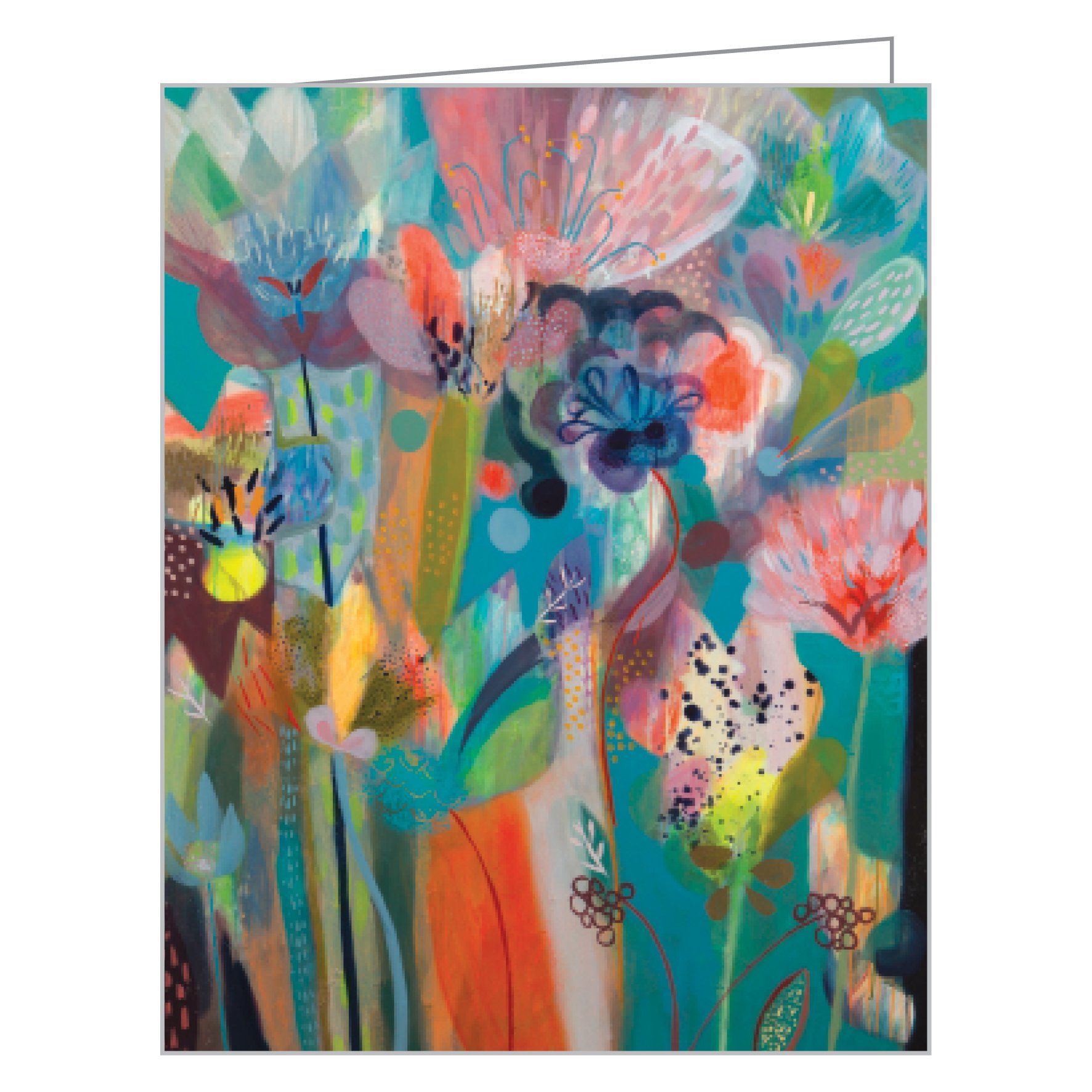 Floral painting 'Halcyon Garden' by Becky Blair, on notecard box, by teNeues stationery.