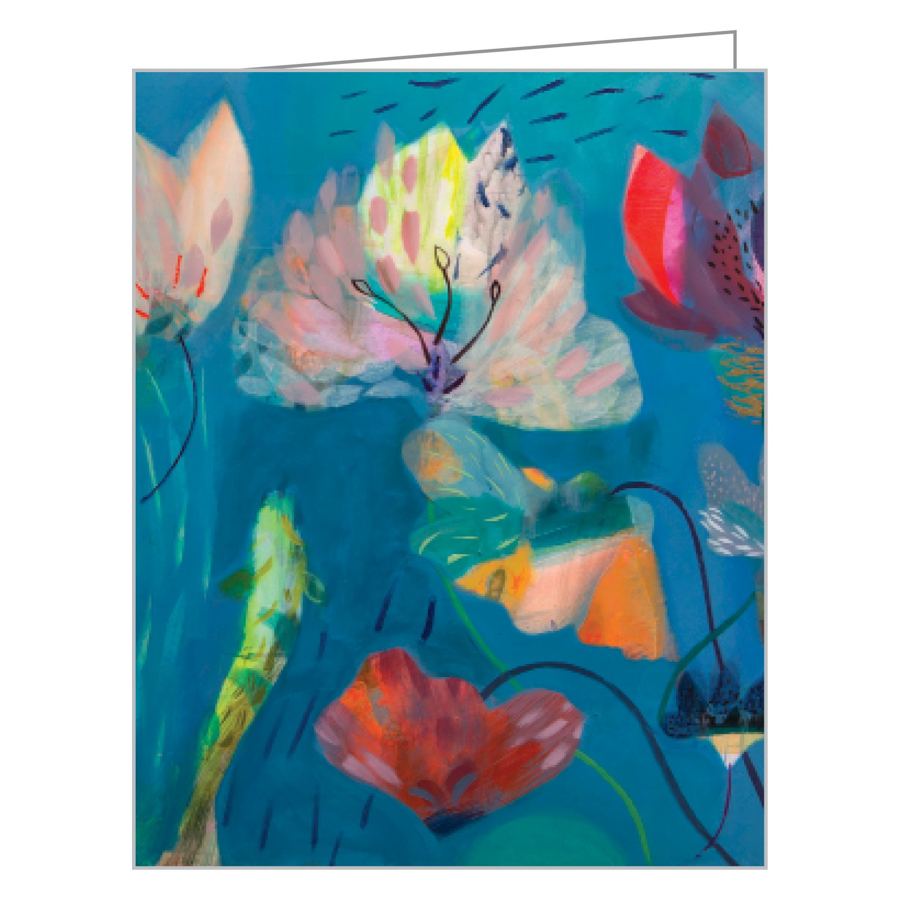 Floral painting 'Halcyon Garden' by Becky Blair, on notecard box, by teNeues stationery.