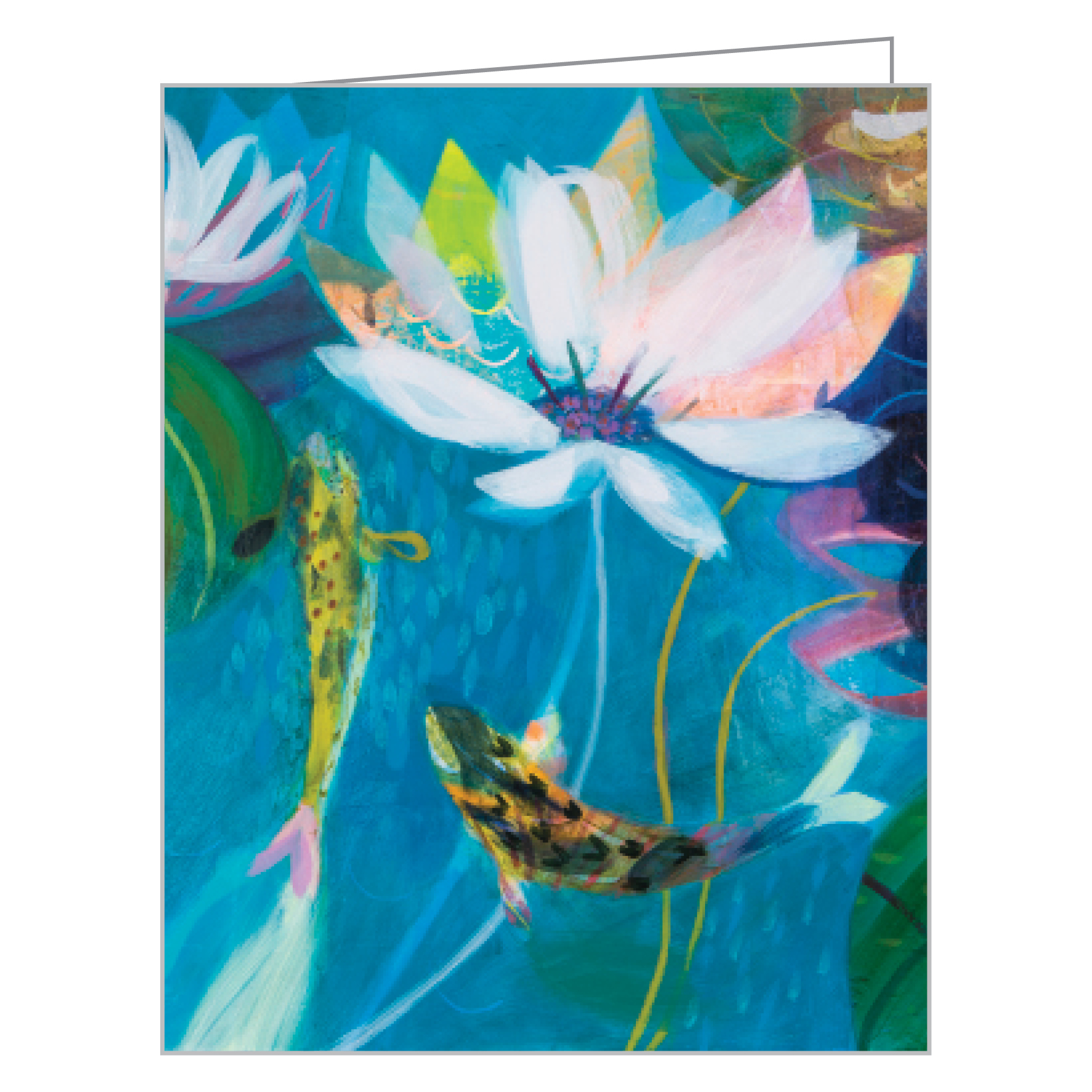 Floral painting 'Halcyon Garden' by Becky Blair, on notecard box, by teNeues stationery.