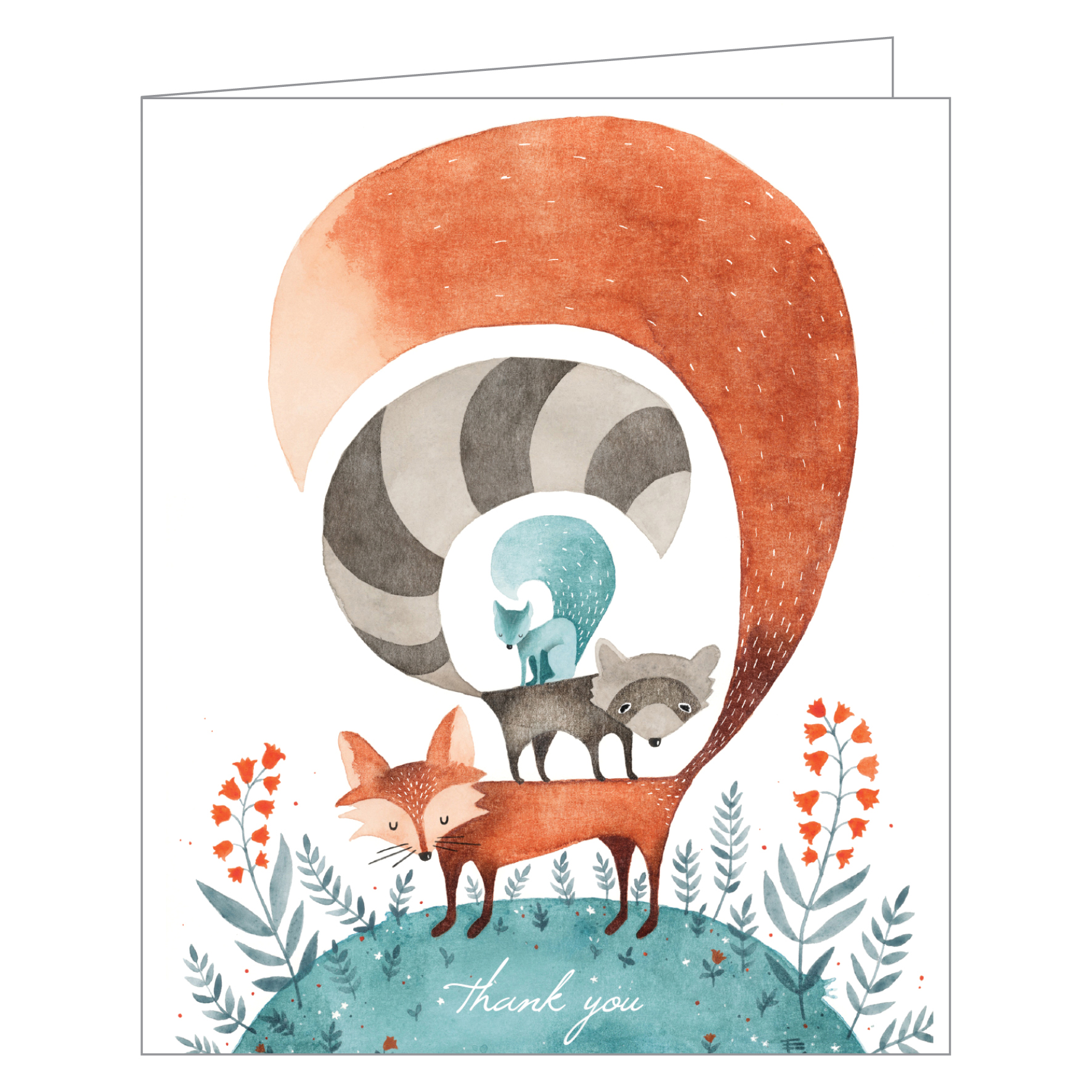 Eva Juliet's cute forest animal design with fox, badger and squirrel, to notecard box, by teNeues stationery.