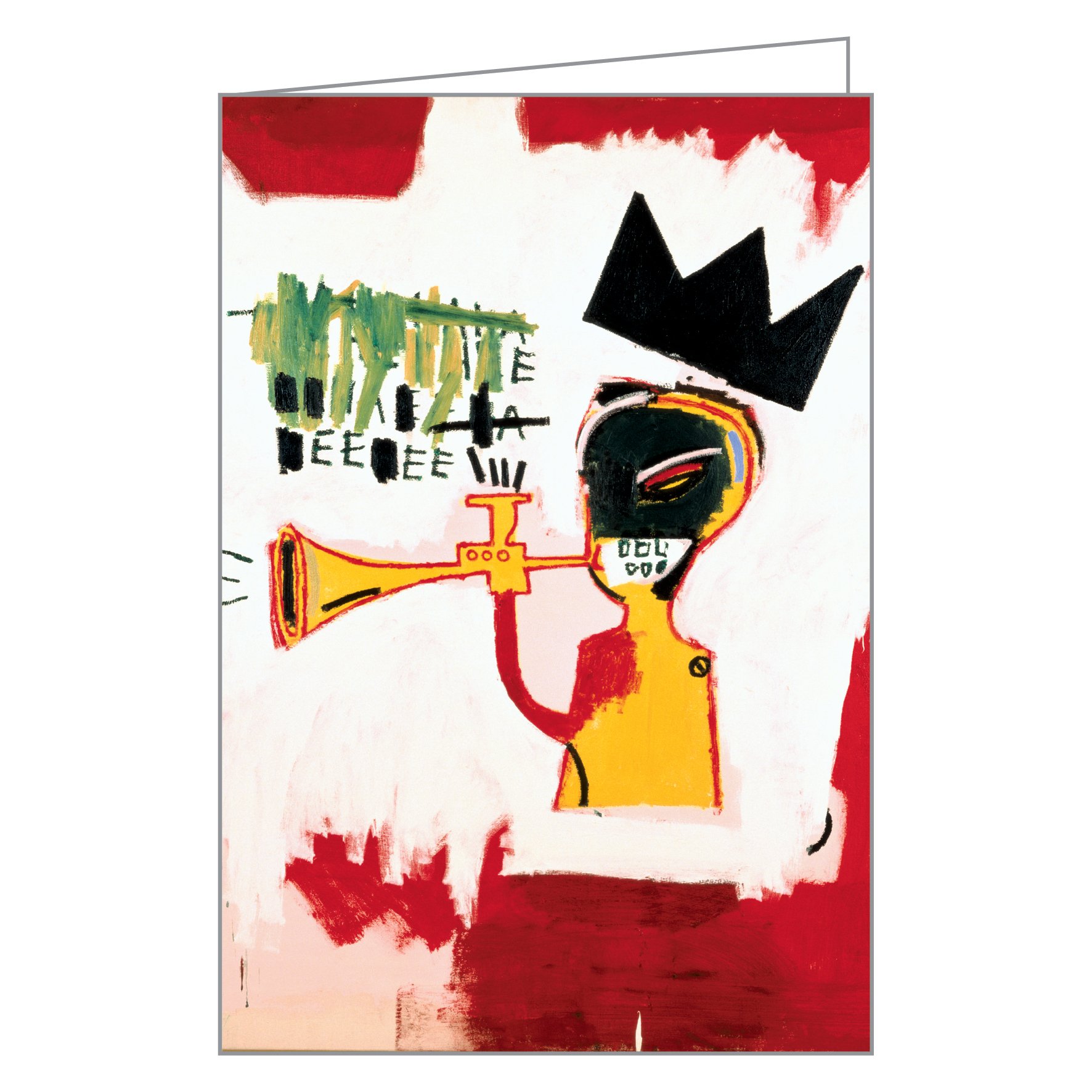 Graffiti style painting 'Bird on Money' by Jean-Michel Basquiat, to cover of notecard box, by teNeues stationery.