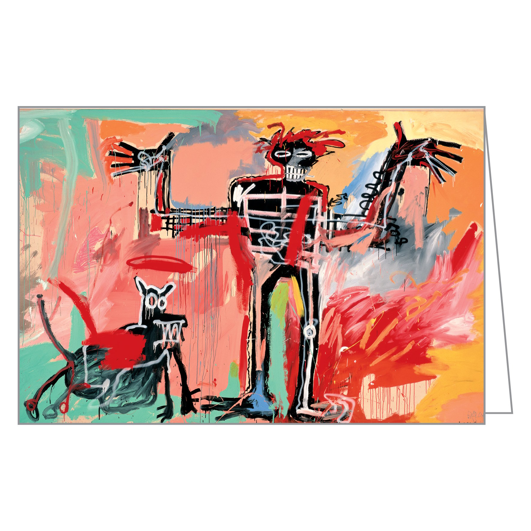 Graffiti style painting 'Bird on Money' by Jean-Michel Basquiat, to cover of notecard box, by teNeues stationery.