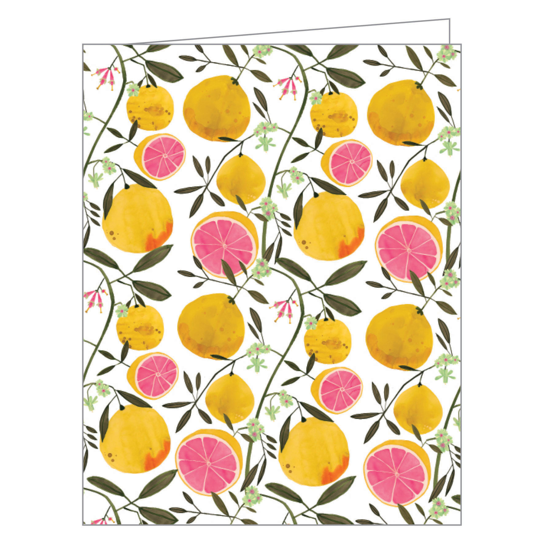 Anisa Makhoul's summery grapefruit and flowers design, to notecard, by teNeues Stationery.