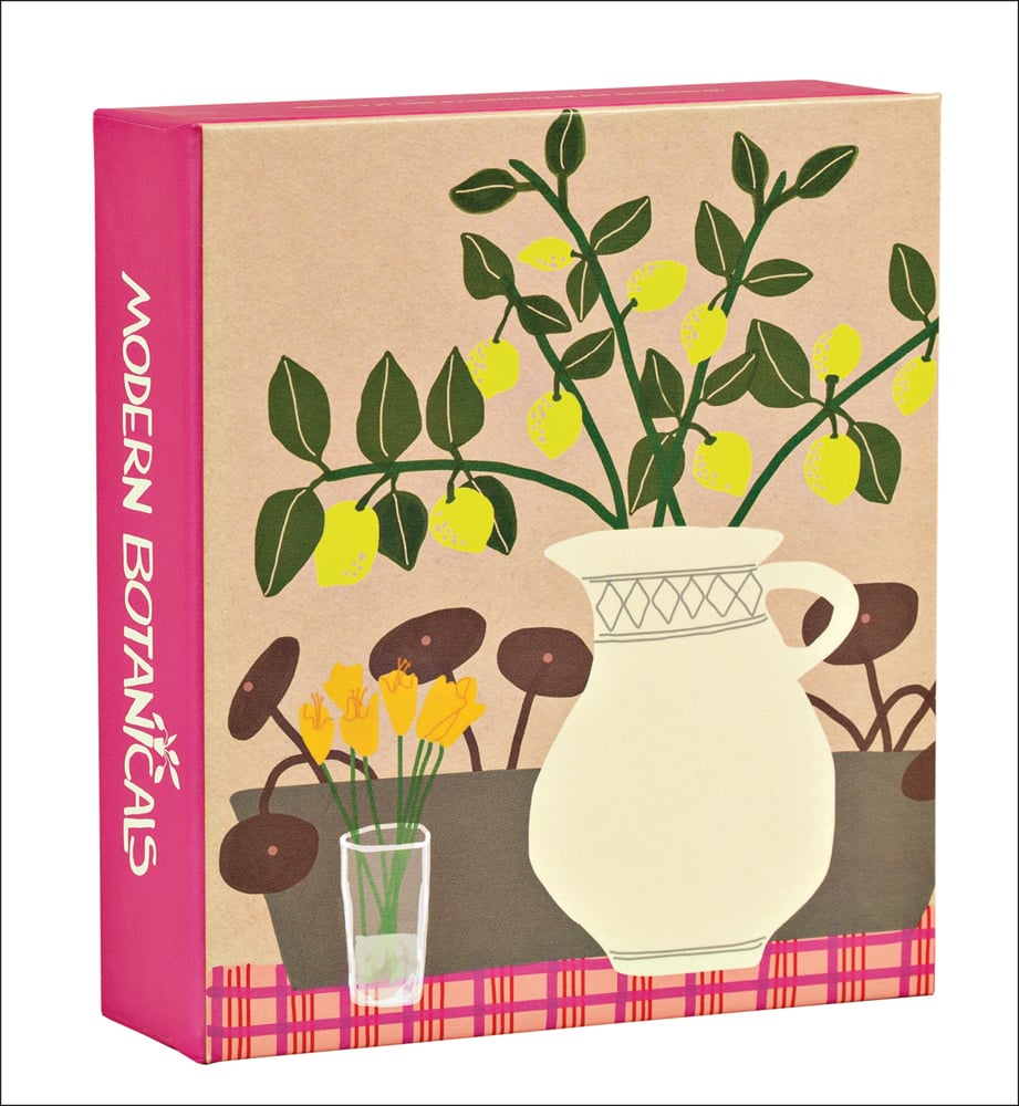 Anne Bentley's cream jug with lemon fruit foliage, on notecard box, by teNeues Stationery.