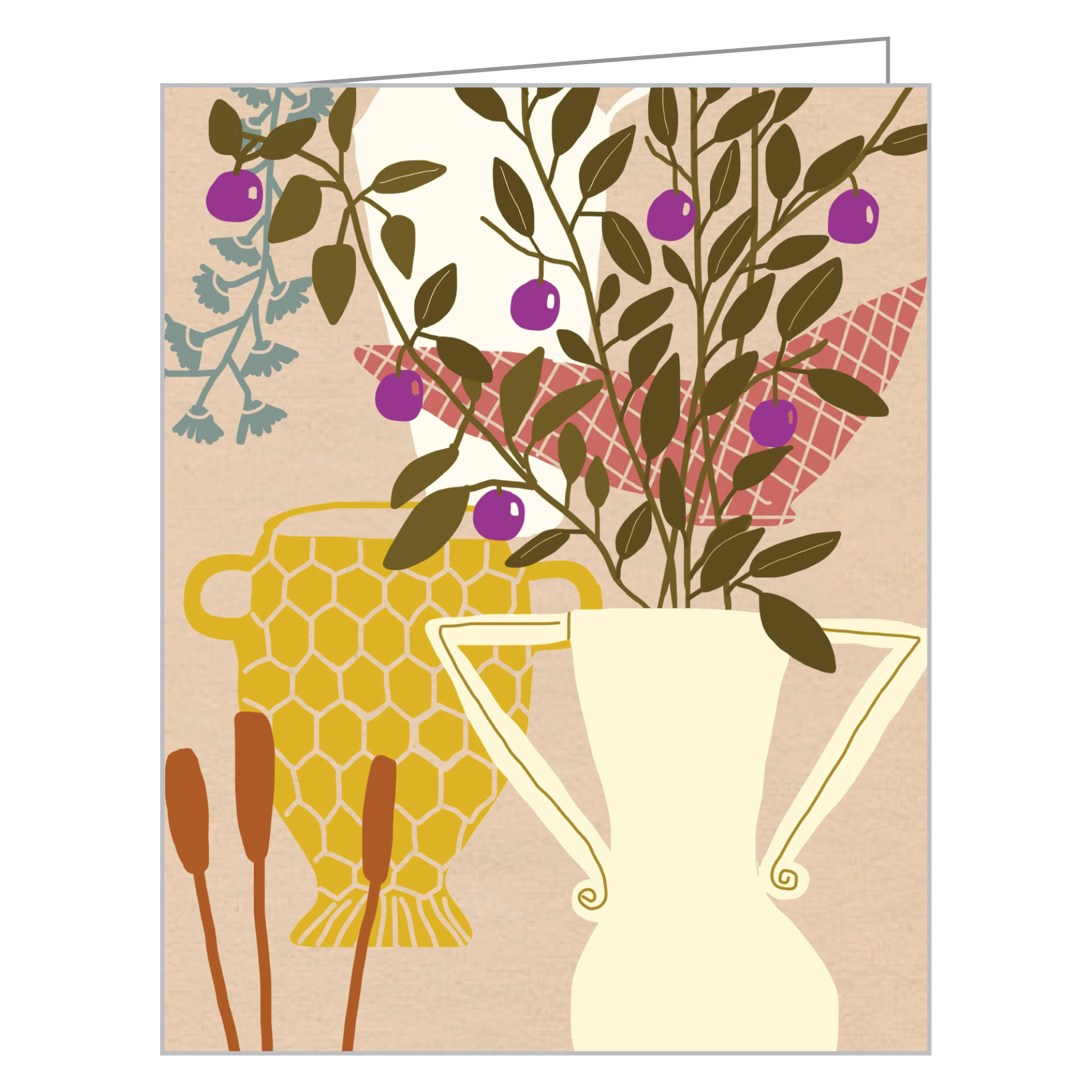 Anne Bentley's cream jug with lemon fruit foliage, on notecard box, by teNeues Stationery.