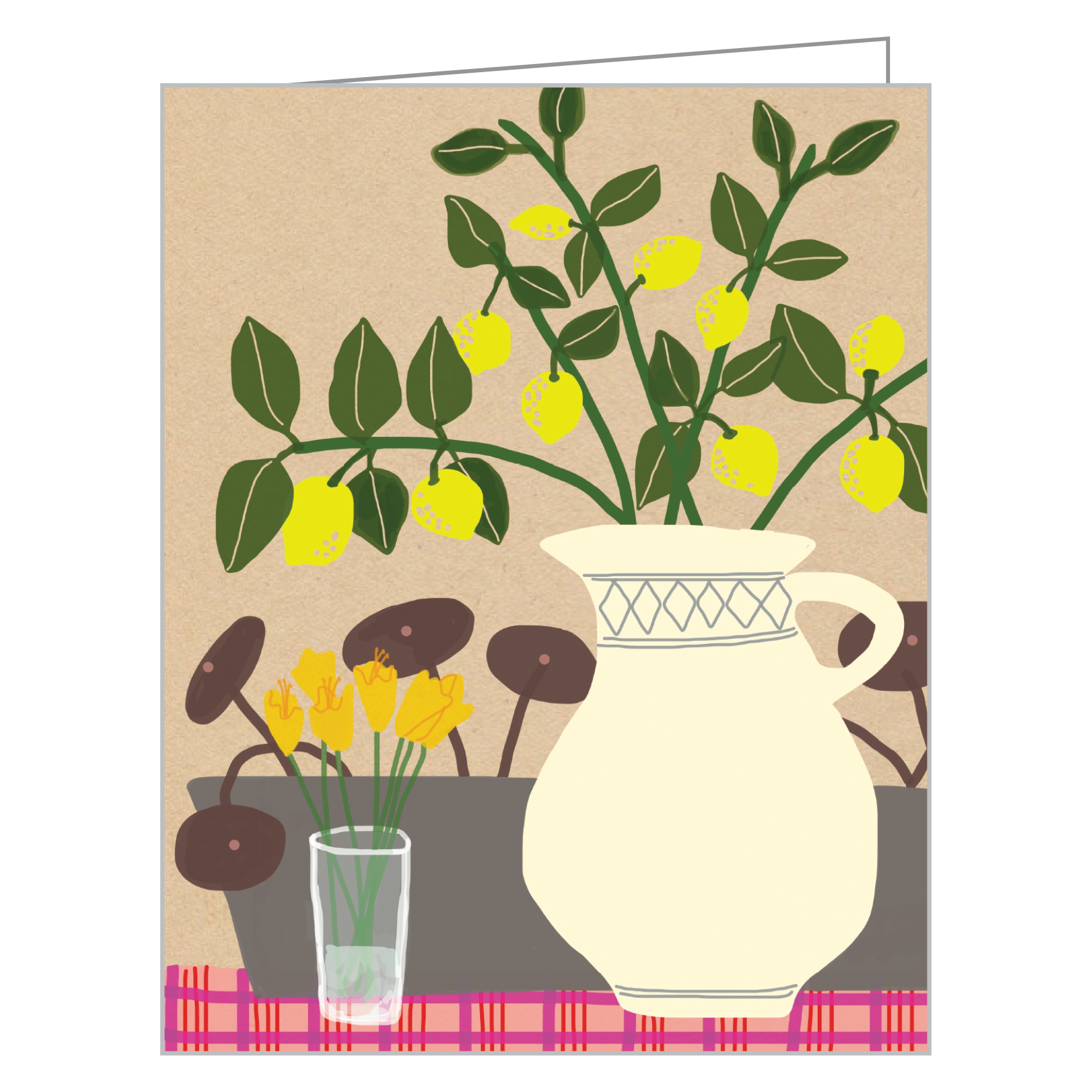 Anne Bentley's cream jug with lemon fruit foliage, on notecard box, by teNeues Stationery.