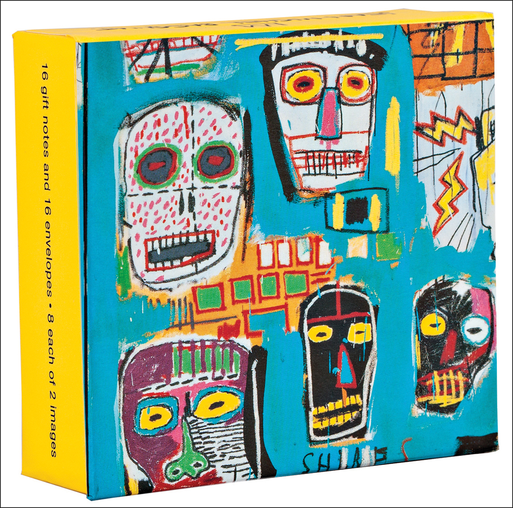 Jean-Michel Basquiat's skull graffiti artwork, on notecard box, by teNeues stationery.
