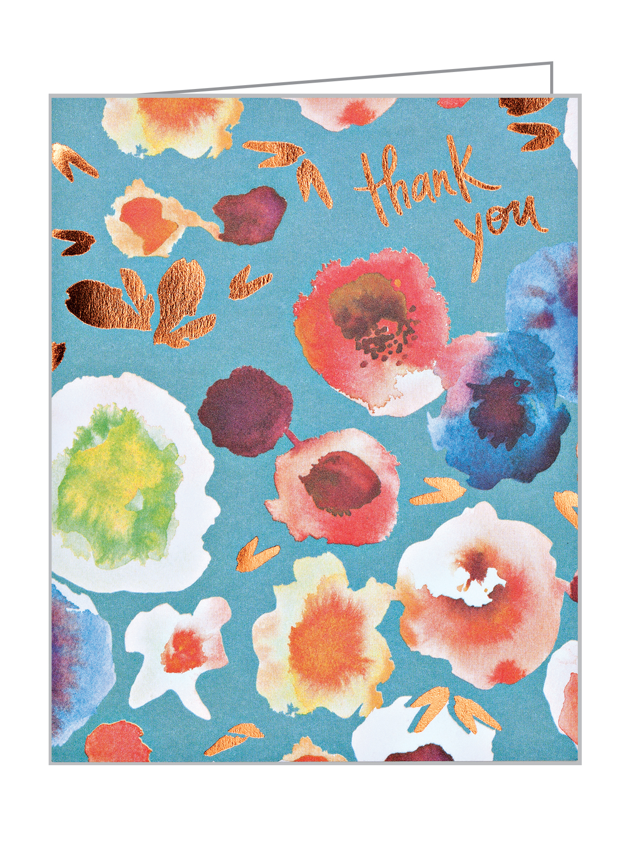 Kelly Ventura's floral illustrations with copper foil accents to 'thank you' notecard, by teNeues Stationery.