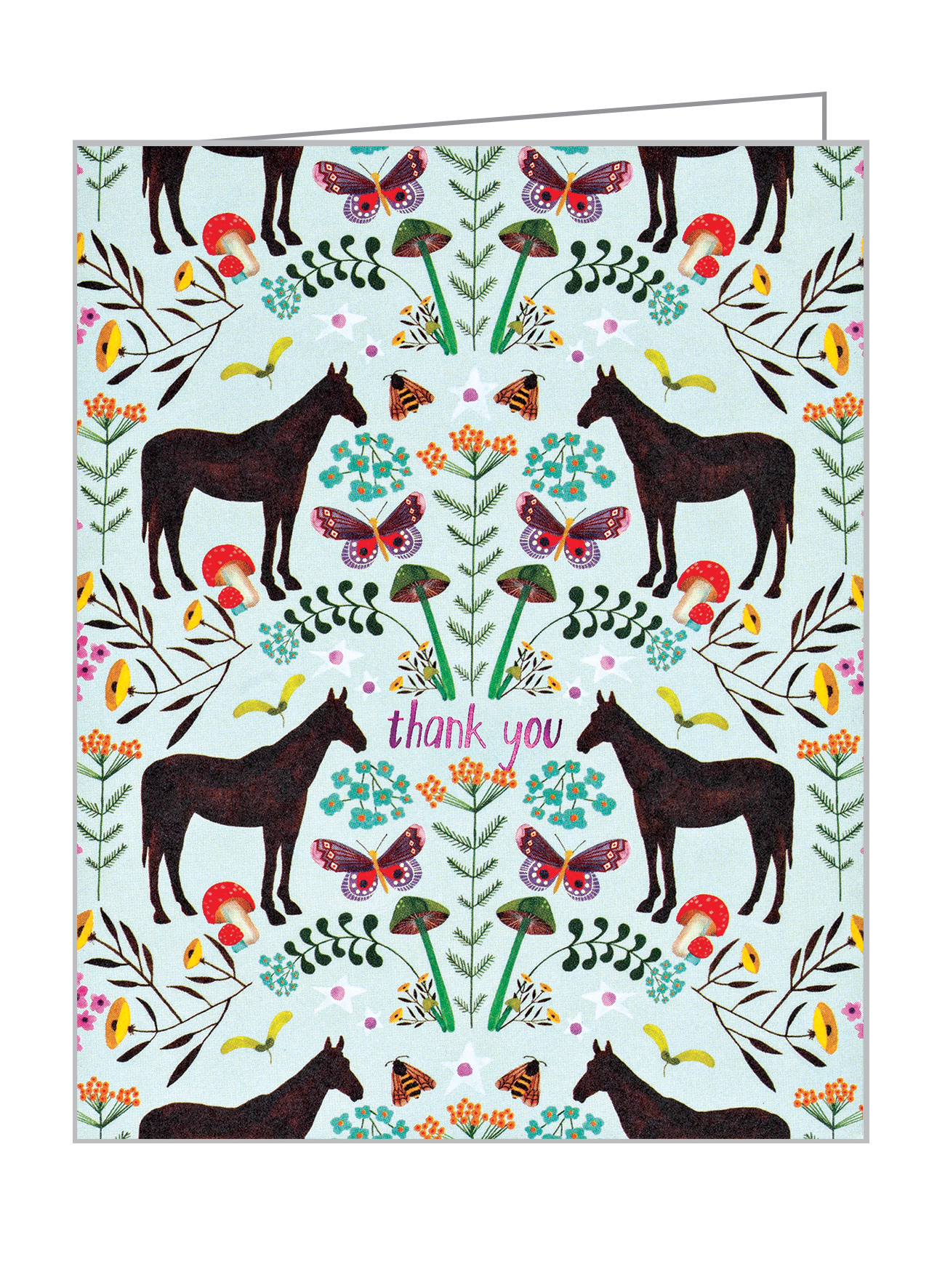 Anisa Makhoul’s whimsical horse in meadow design, to thank you notecard, by teNeues Stationery.