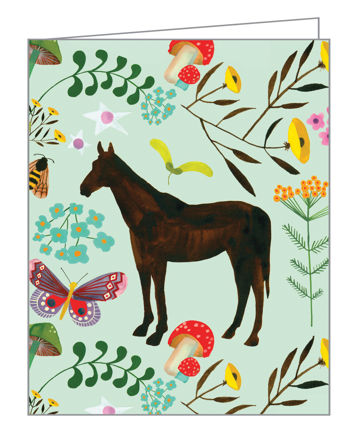 Anisa Makhoul's folk art horse and wild flora and fauna design, to notecard box, by teNeues Stationery.