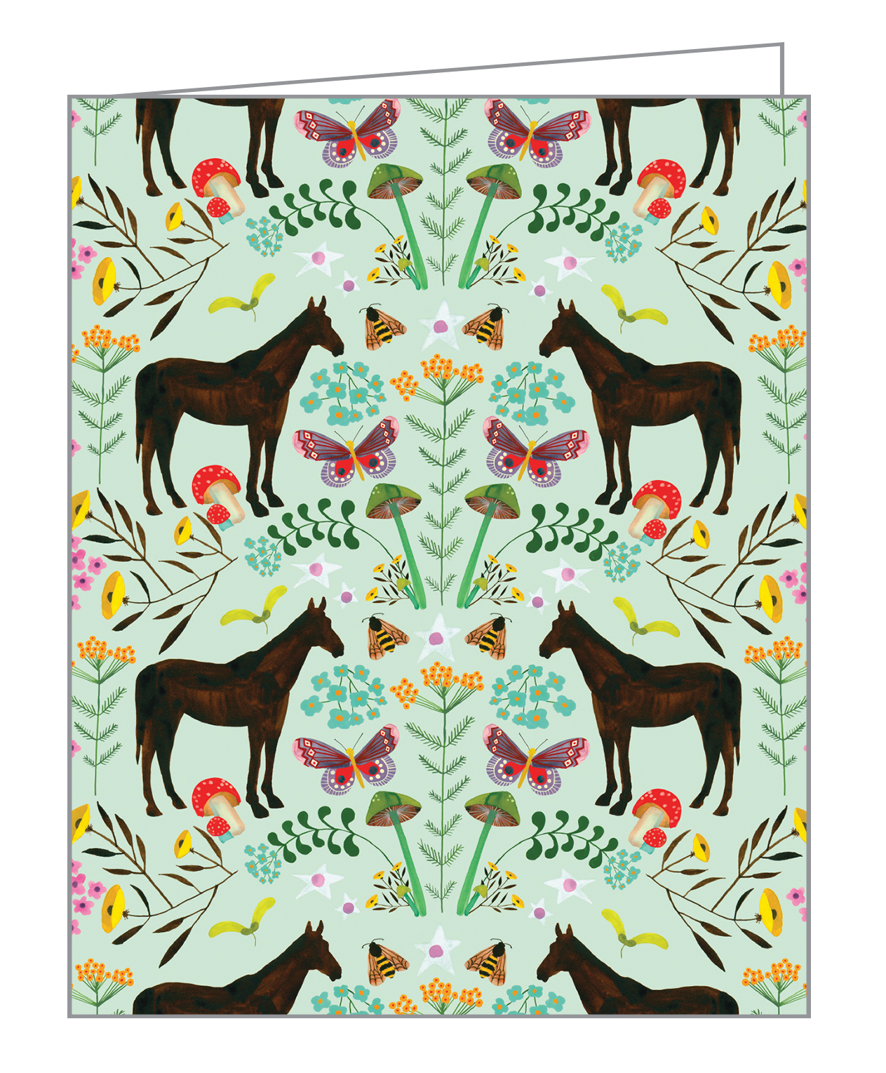 Anisa Makhoul's folk art horse and wild flora and fauna design, to notecard box, by teNeues Stationery.