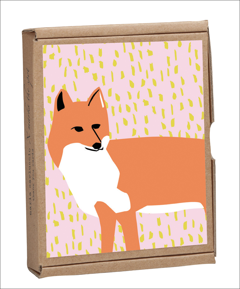 Ampersand's fox design, to notecard box, by teNeues Stationery.