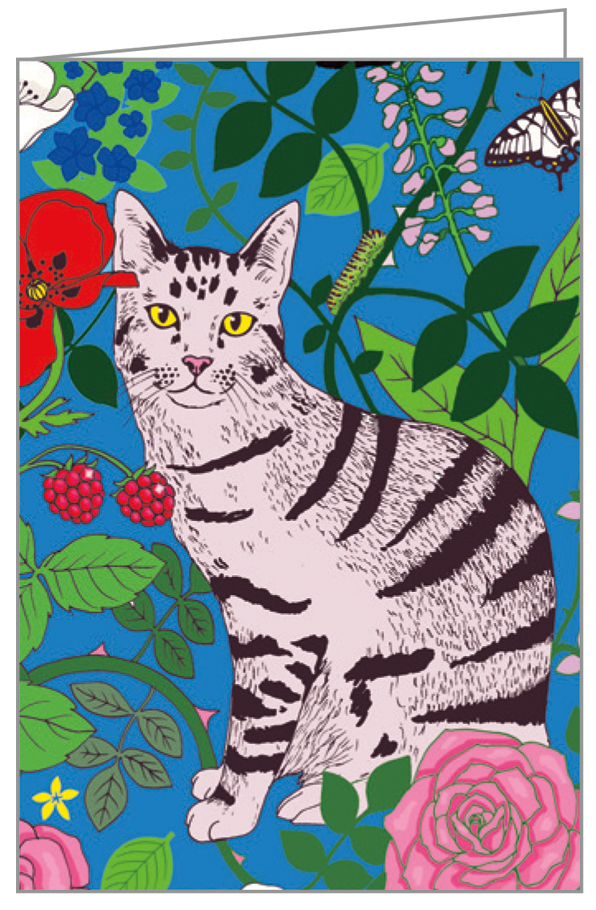 Karen Mabon's colourful garden gnome design, on notecard box, by teNeues Stationery.