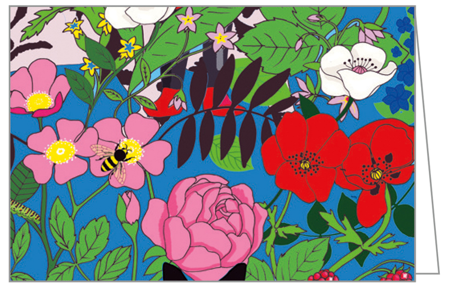 Karen Mabon's colourful garden gnome design, on notecard box, by teNeues Stationery.