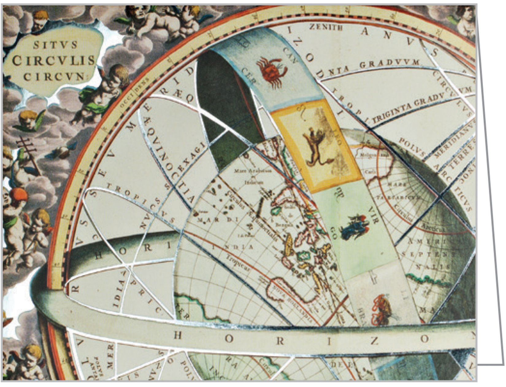 Vintage style atlas and map design on notecard box, by teNeues stationery.