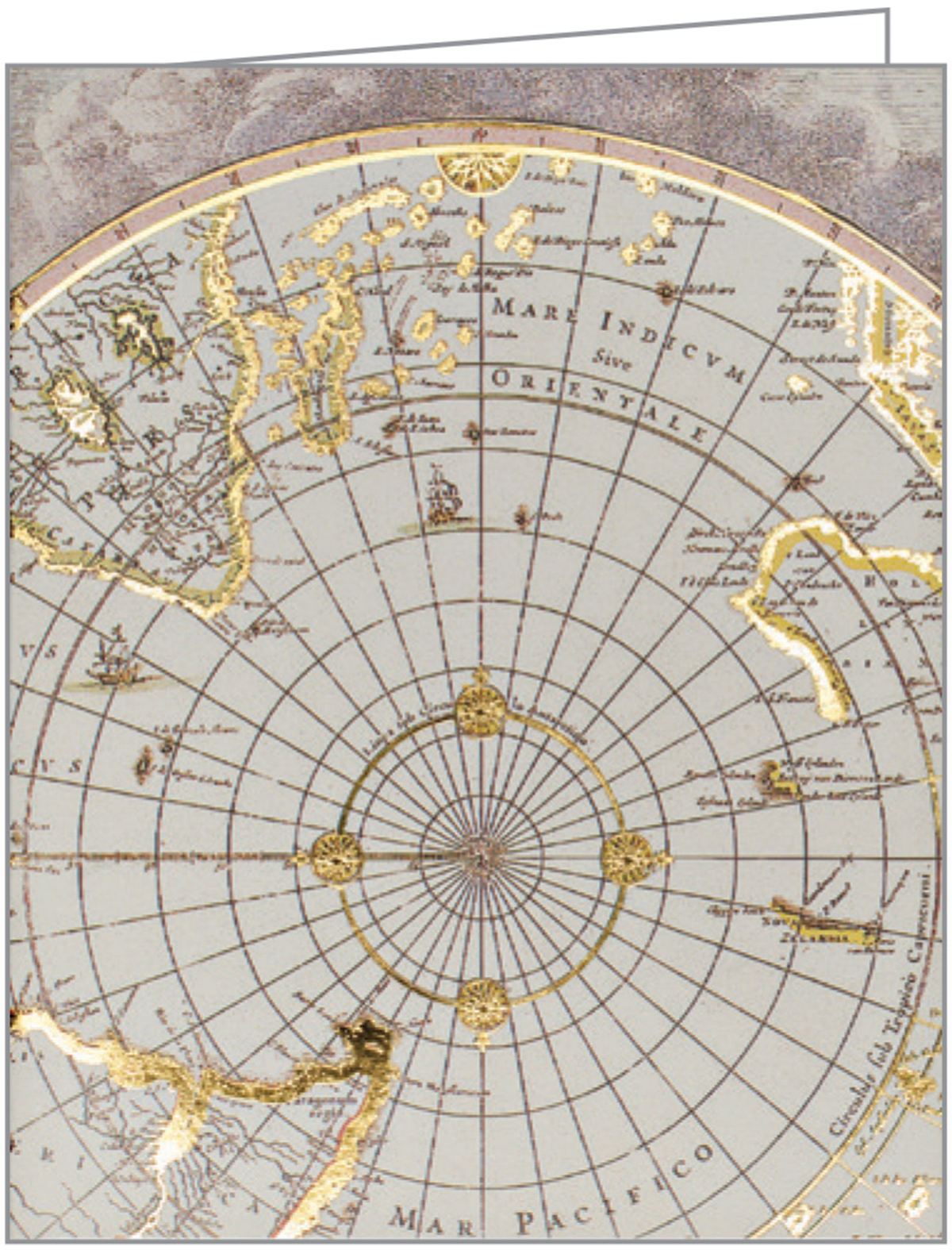 Vintage style atlas and map design on notecard box, by teNeues stationery.