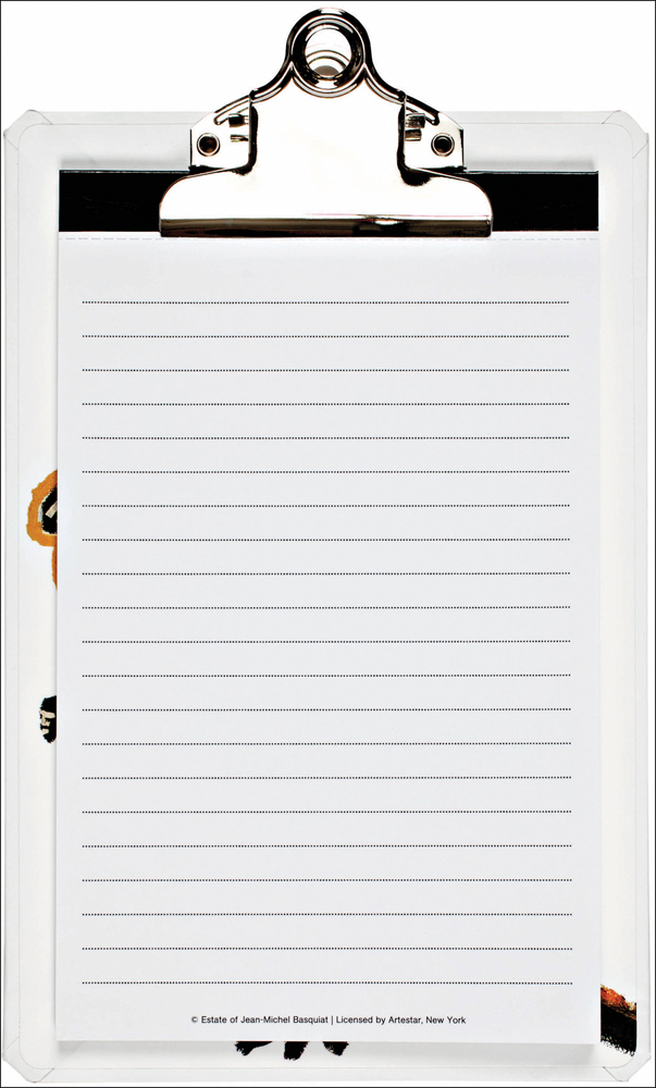 Lined paper pad covering mini clipboard, by teNeues stationery.