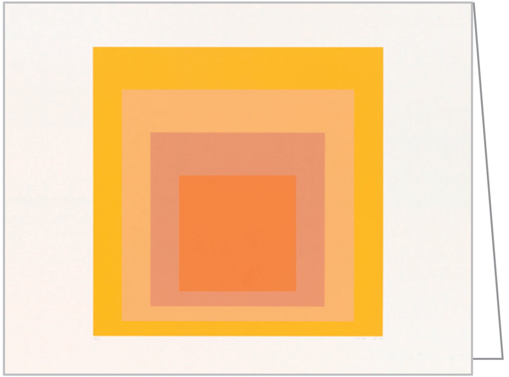 Josef Alber's bright geometric orange square artwork, on notecard box, by teNeues stationery.