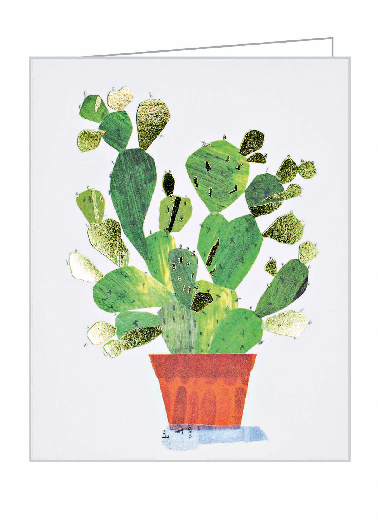 Maria Carluccio's bright green cactus in terracotta pot design, to notecard, by teNeues Stationery.