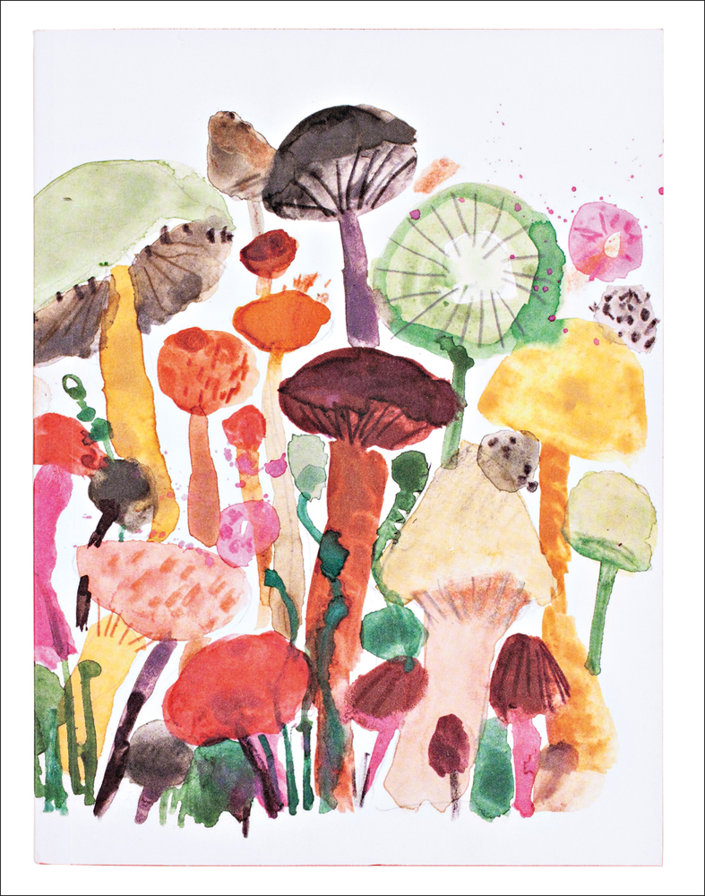 Maria Carluccio's watercolour mushroom design, to notebook cover, by teNeues Stationery.