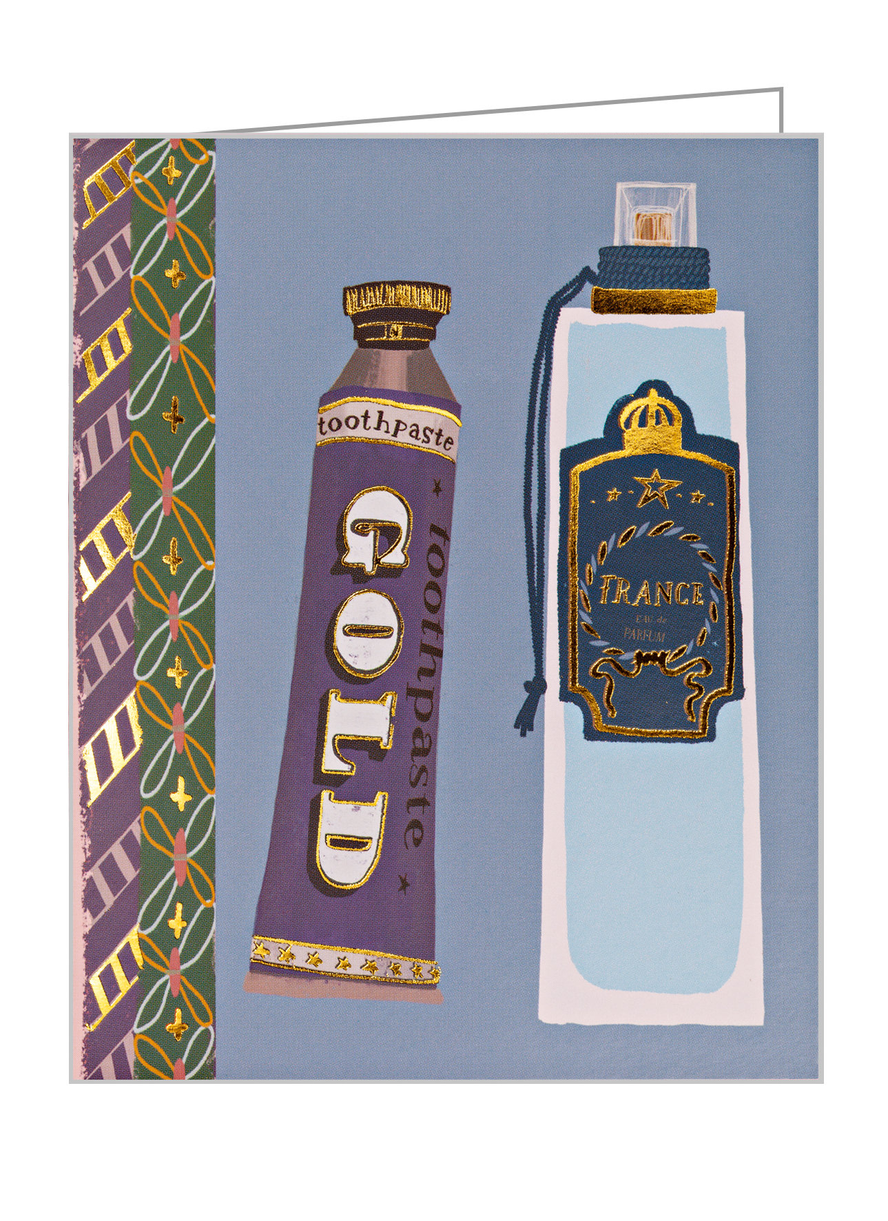 Anisa Makhoul's Belle Époque design with perfume bottles, to notecard, by teNeues Stationery.