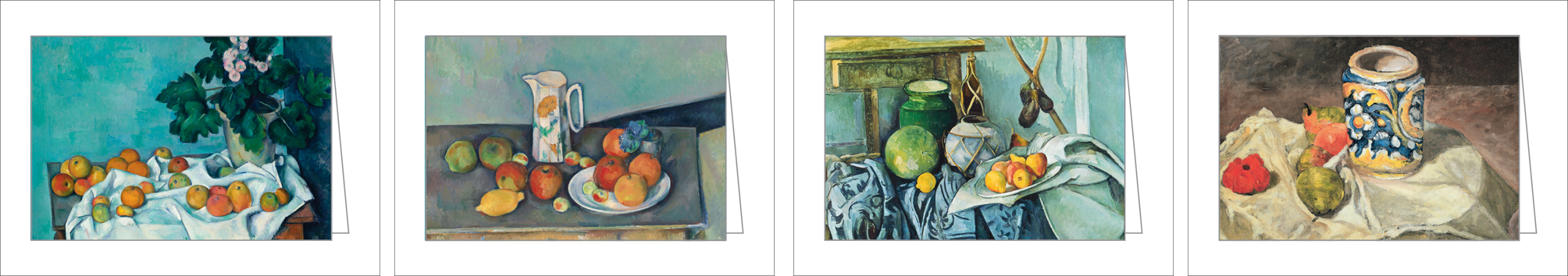 Paul Cezanne's painting 'Still Life with Apples and a Pot of Primroses', on notecard box, by teNeues stationery.