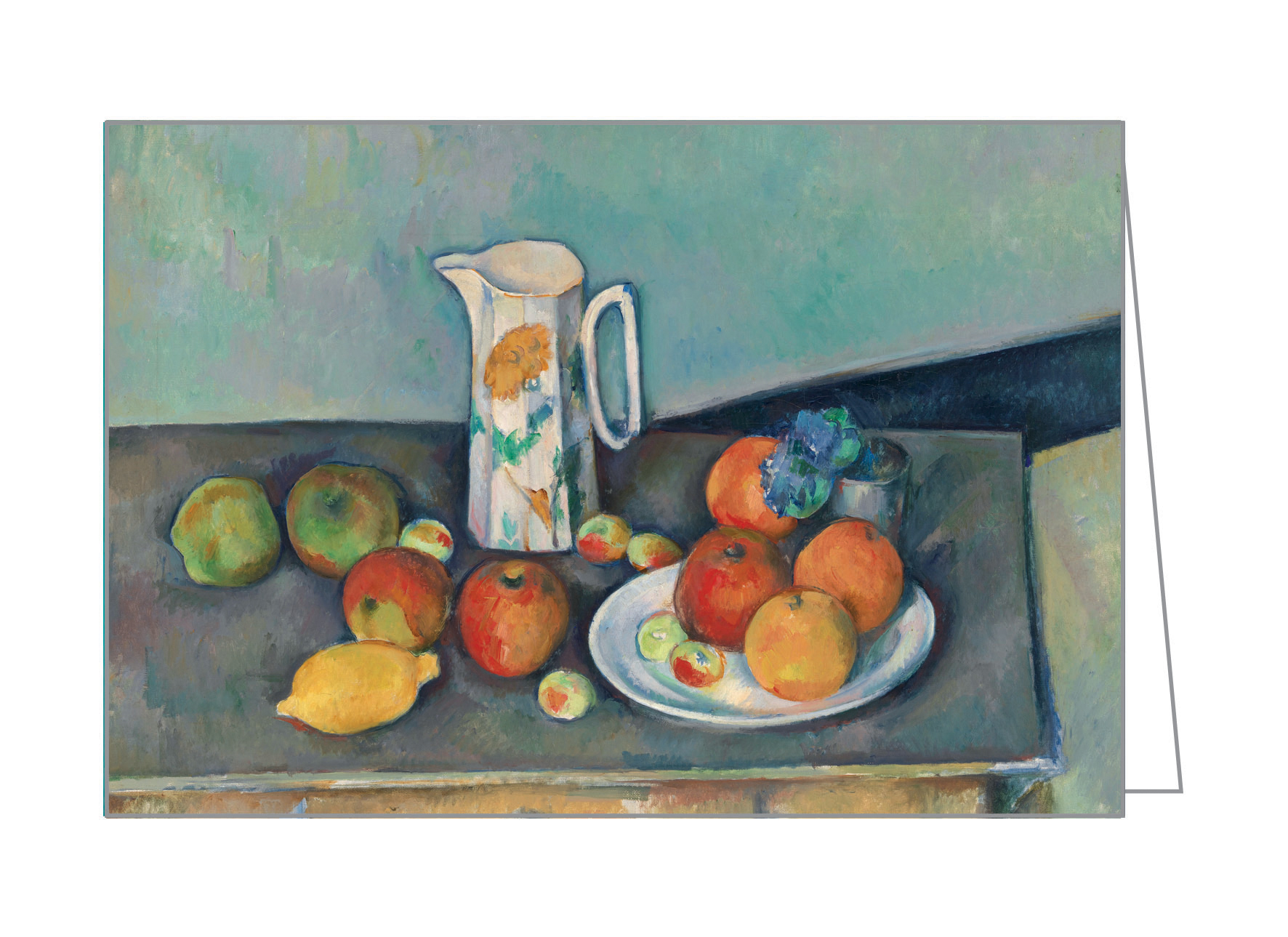 Paul Cezanne's painting 'Still Life with Apples and a Pot of Primroses', on notecard box, by teNeues stationery.