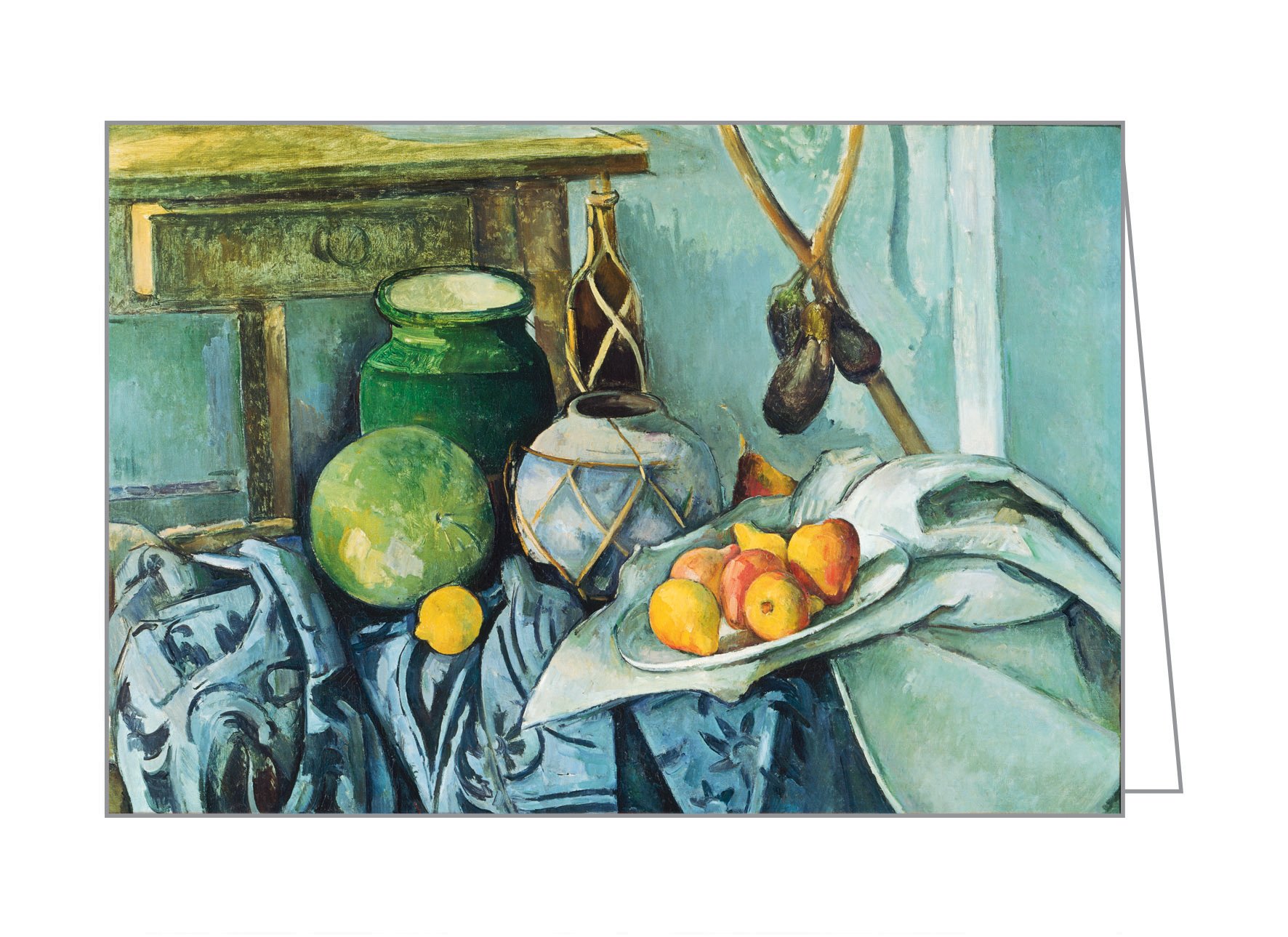 Paul Cezanne's painting 'Still Life with Apples and a Pot of Primroses', on notecard box, by teNeues stationery.