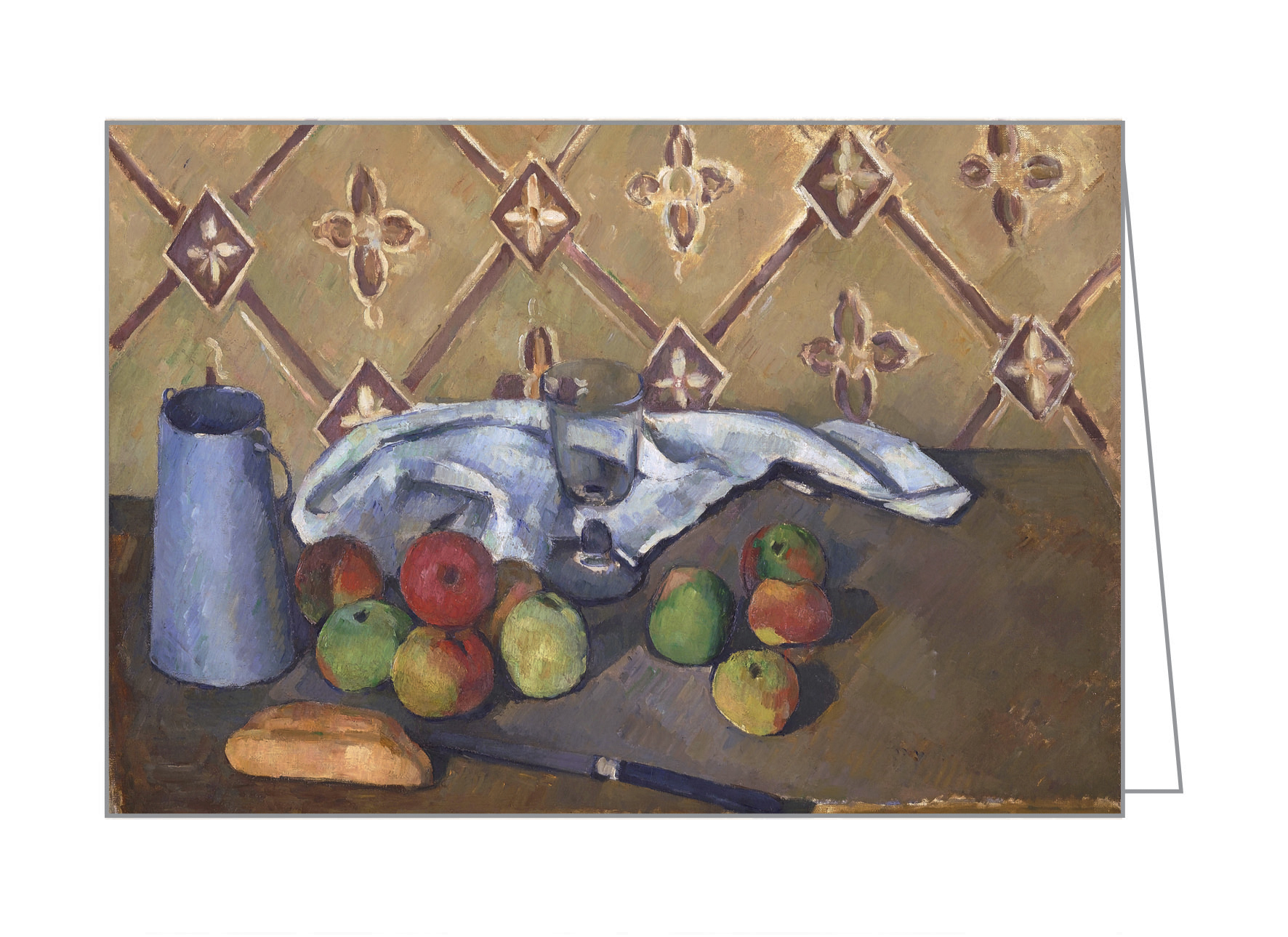 Paul Cezanne's painting 'Still Life with Apples and a Pot of Primroses', on notecard box, by teNeues stationery.