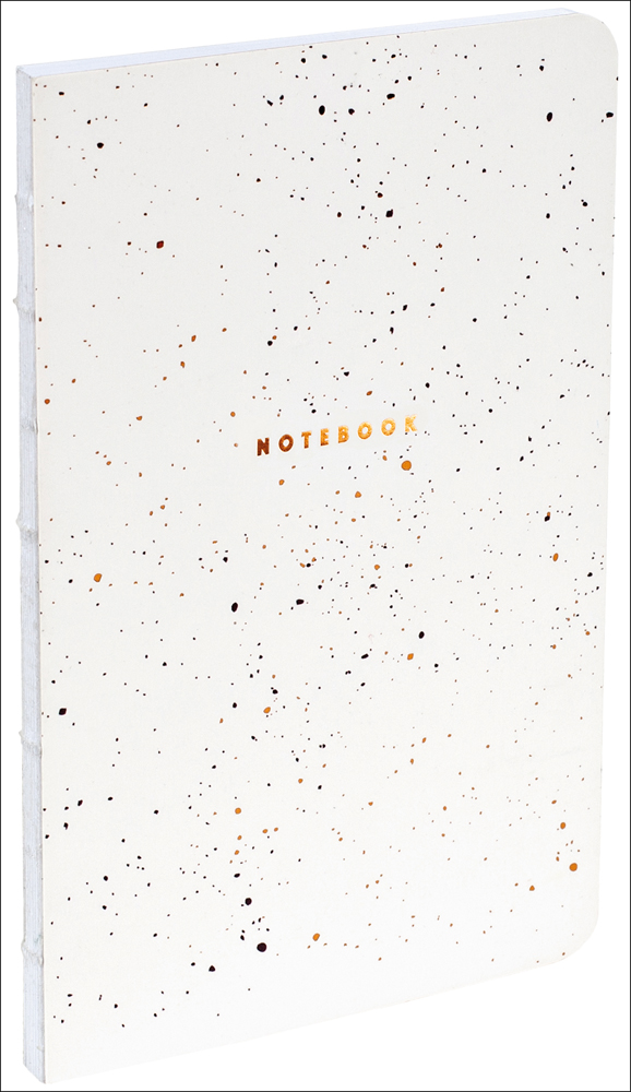 Copper speckles to cover of white bullet journal, by teNeues stationery.