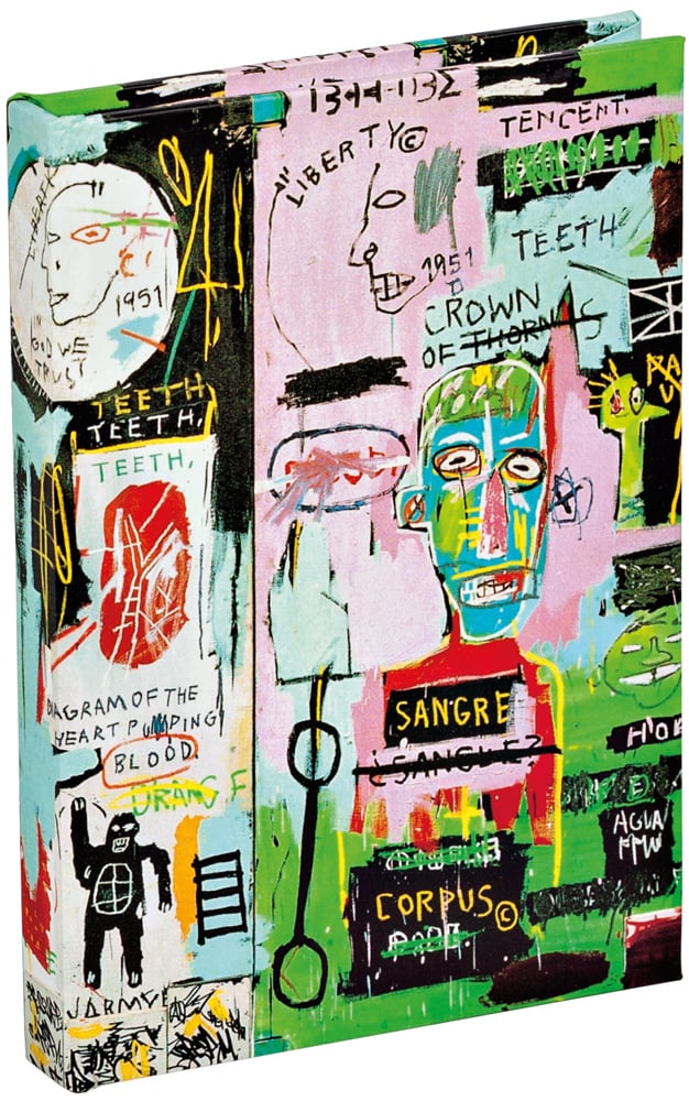 Jean-Michel Basquiat’s 'In Italian' graffiti artwork to notebook cover, by teNeues stationery.