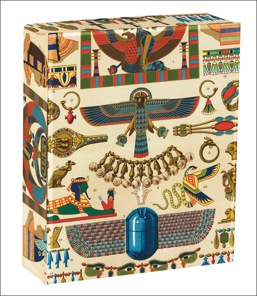 Albert Racinet vintage print of Egyptian artefacts, on keepsake note box, by teNeues stationery.