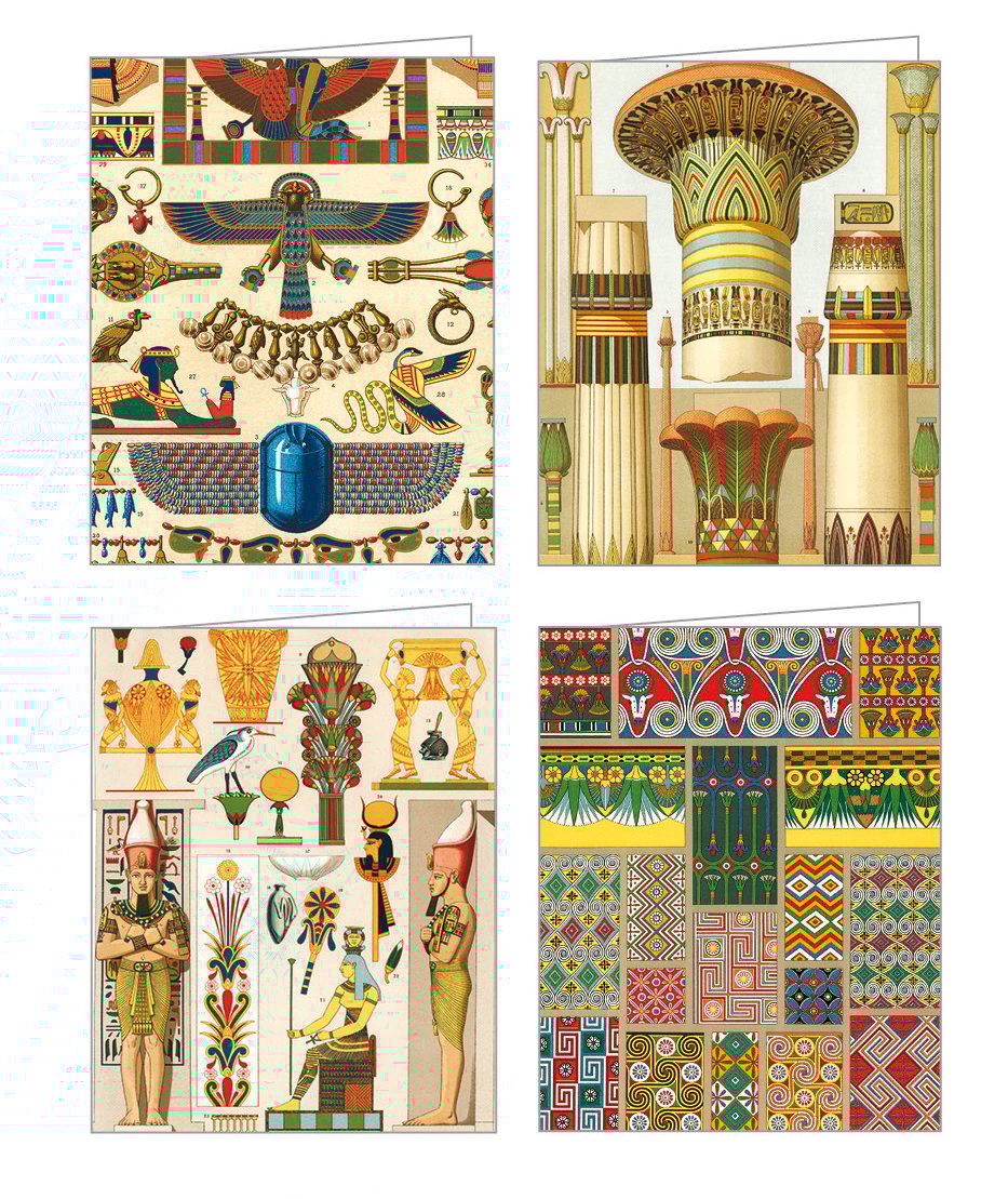 Albert Racinet vintage print of Egyptian artefacts, on keepsake note box, by teNeues stationery.
