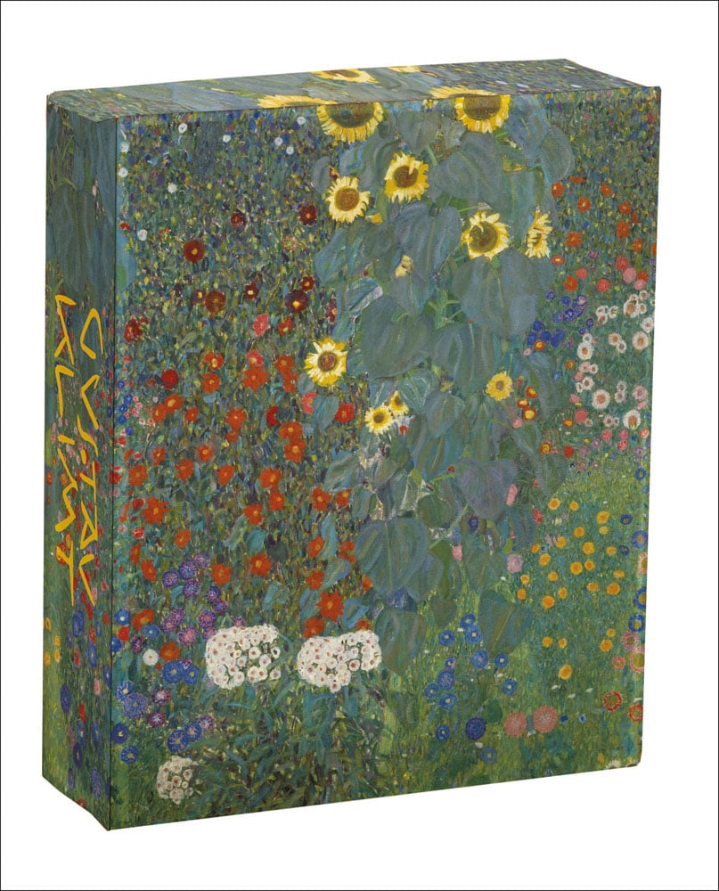 Gustav Klimt's 1913 vivid painting 'Farm Gardens with Sunflowers' adorns this notecard giftbox