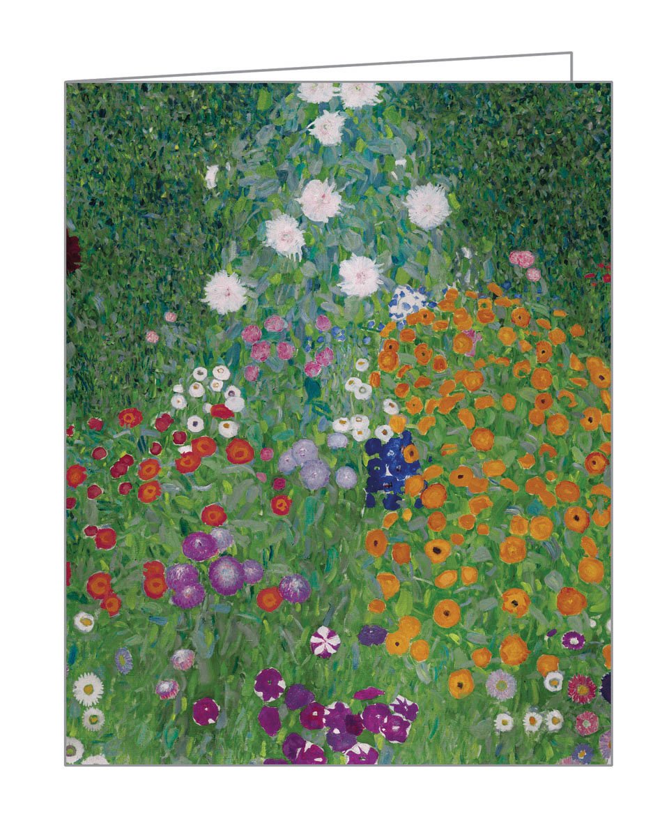 teNeues notecard gift box with Gustav Klimt's 1913 vivid painting 'Farm Gardens with Sunflowers' to cover.