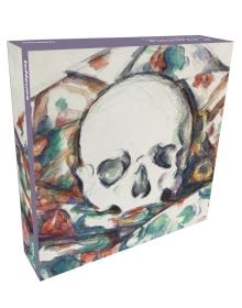 Puzzle box cover of Paul Cezanne, Skull on a Curtain 1000-Piece Puzzle, featuring the artist's 'Skull on a Curtain' artwork. Published by teNeues Stationery.